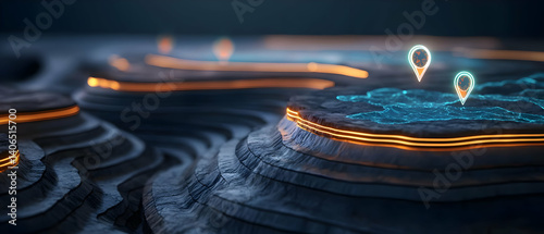 Layered Terrain with Illuminated Markers