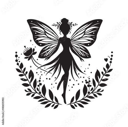 Beautiful fairy silhouette vector illustration