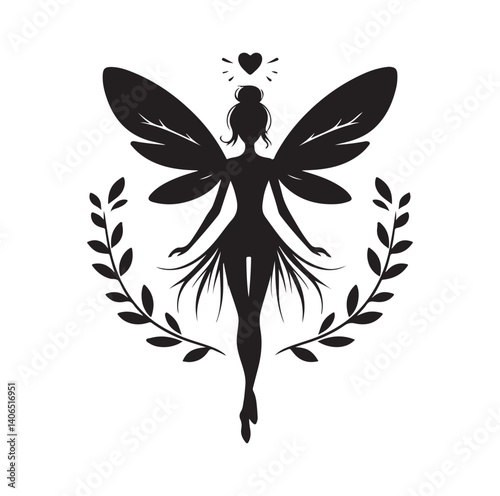 Beautiful fairy silhouette vector illustration