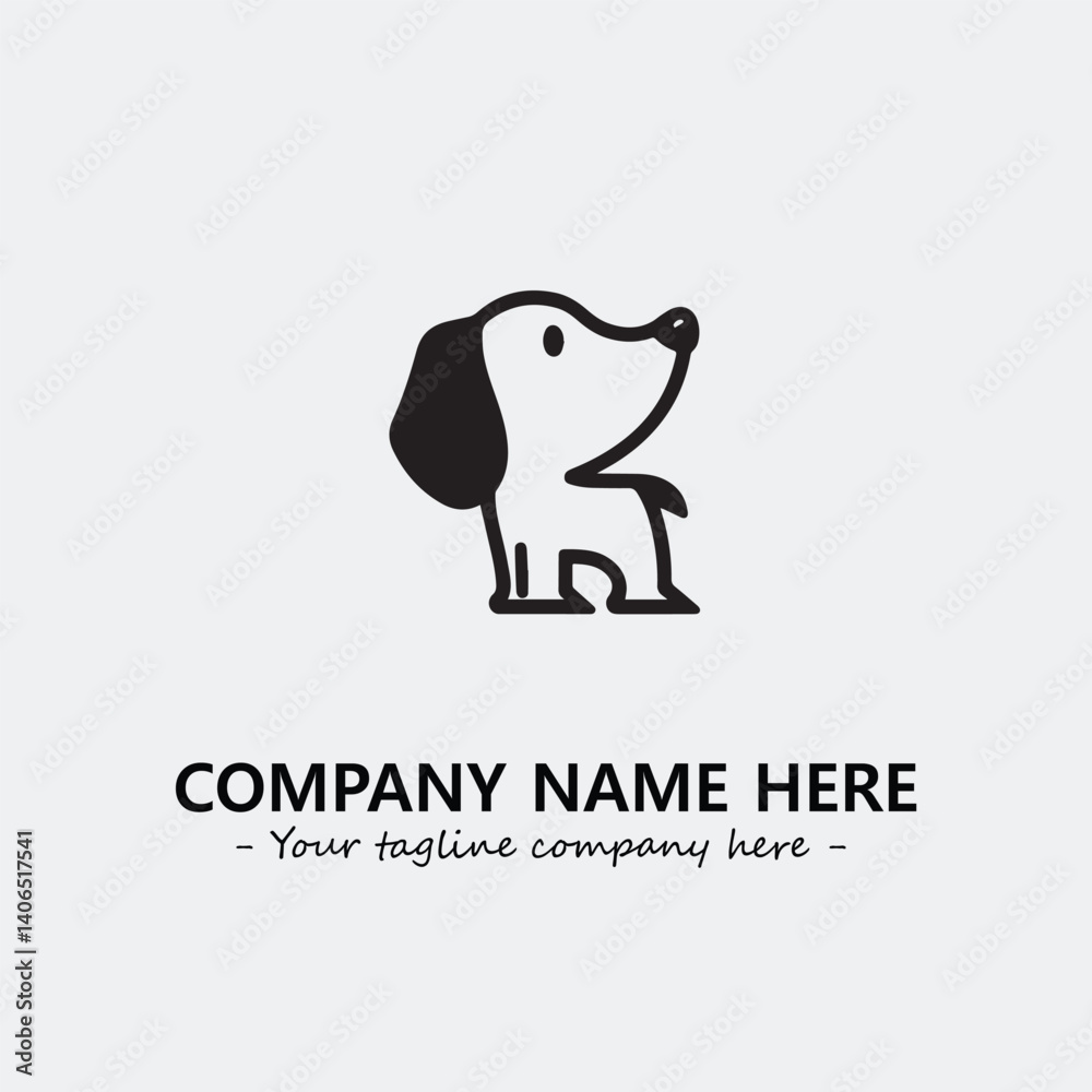 Dog illustration black and white for logo company vector image
