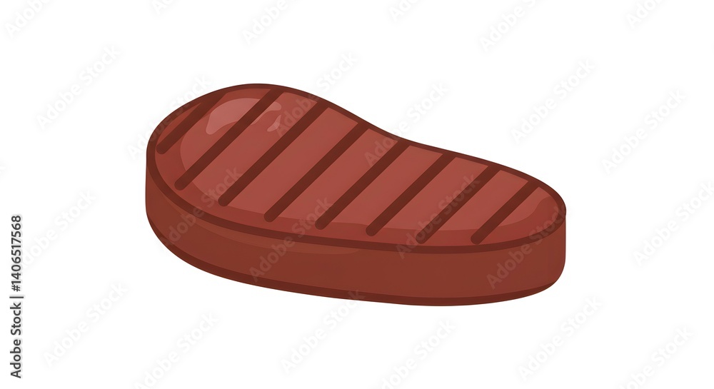 Grilled flat iron steak shot in flat style On white background Grilled flat iron steak shot in flat style On white background