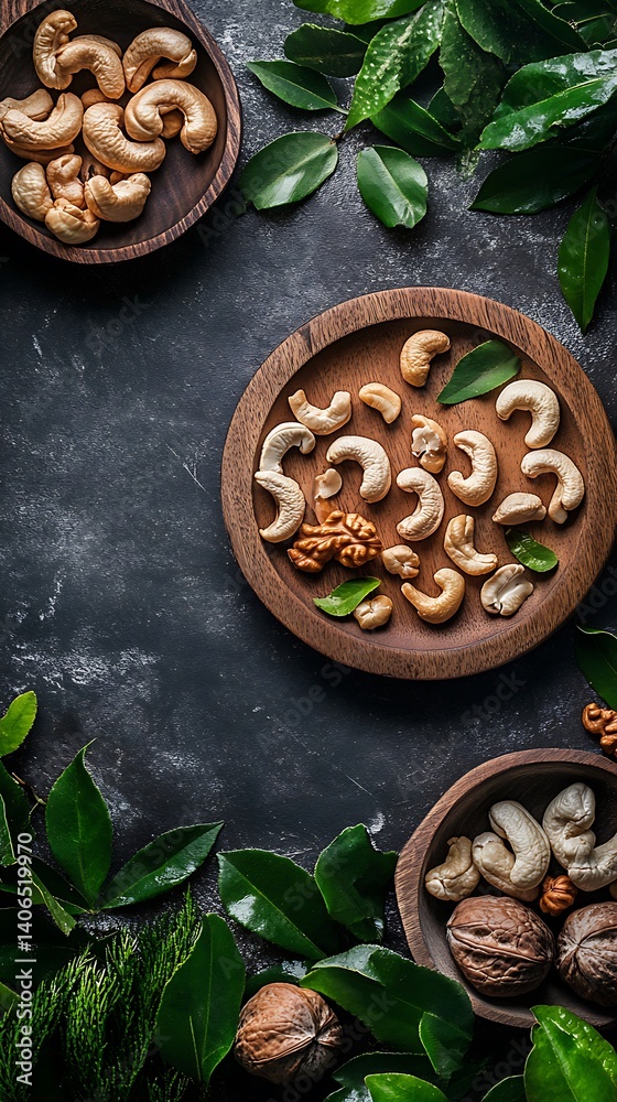 Cashew nuts background, top view of healthy snack and organic food Cashew nuts background, top view of healthy snack and organic food