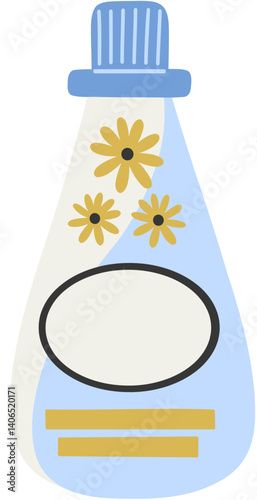 Floral Scented Fabric Conditioner Hand Drawn Flat Vector Illustration