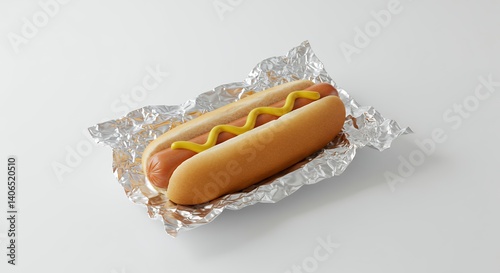 Delicious hot dog wrapped in foil
