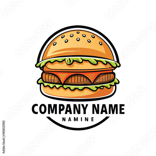 Delicious cartoon burger logo