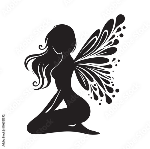 Beautiful fairy silhouette vector illustration
