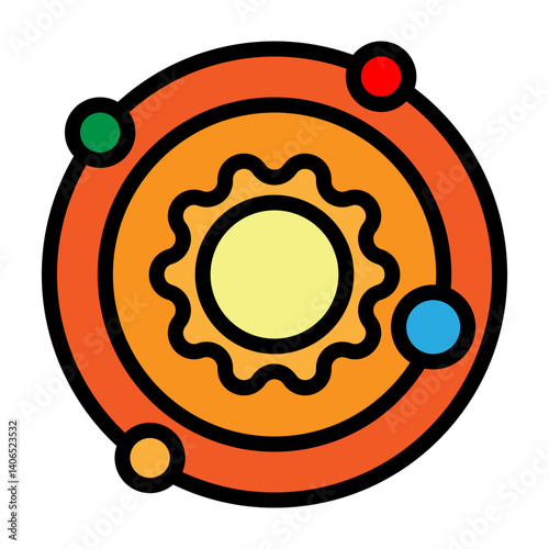 Solar System Vector Filled Icon Design