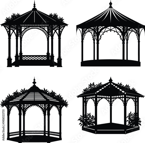 Pergola silhouette vector