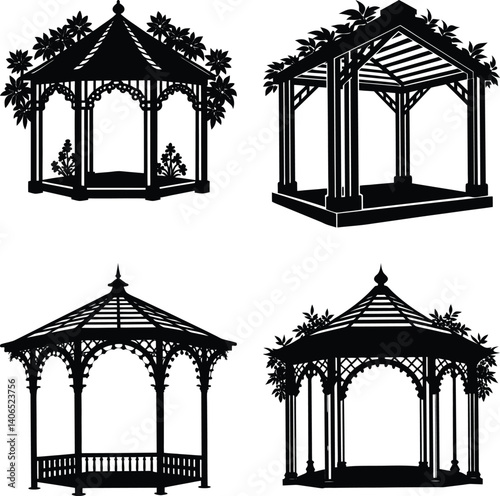 Pergola silhouette vector