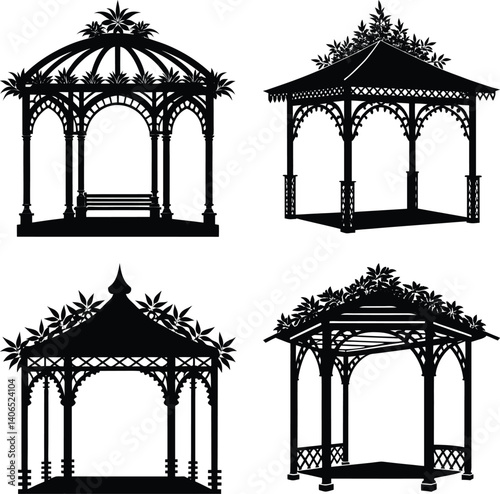 Pergola silhouette vector