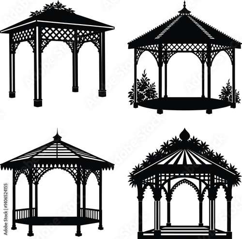 Pergola silhouette vector