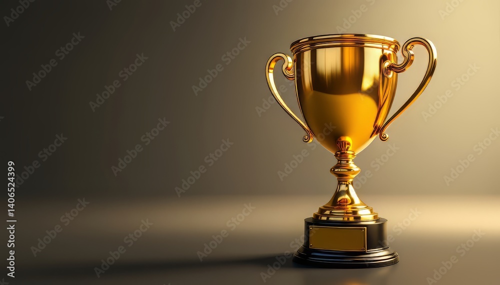 Golden Trophy Award on Stand Symbolizing Success and Achievement Reward Golden Trophy Award on Stand Symbolizing Success and Achievement Reward