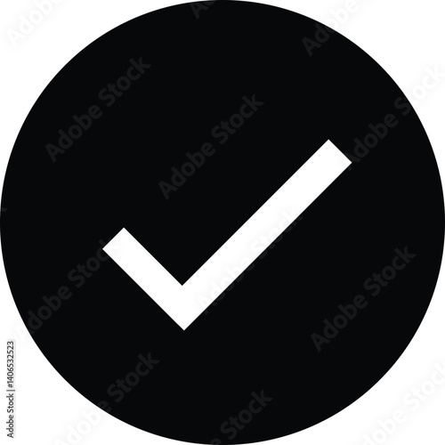 Right mark icon button with black and white 