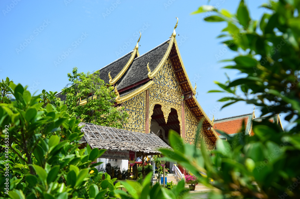 Chapel, Lanna Architecture, Symbols of Buddhism, South East Asia at Wat Chiang Man, Chiang Mai, Northern Thailand Chapel, Lanna Architecture, Symbols of Buddhism, South East Asia at Wat Chiang Man, Chiang Mai, Northern Thailand