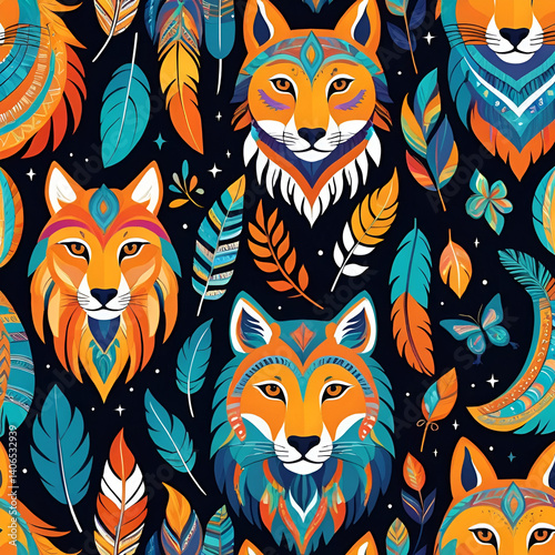 Boho Animal Spirits Vibrant Abstract Backgrounds