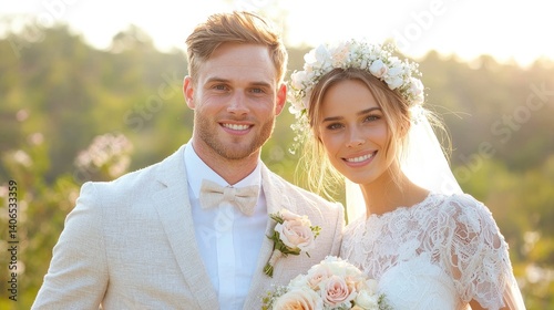 Happy couple wedding portrait romantic joyful celebration photography photo