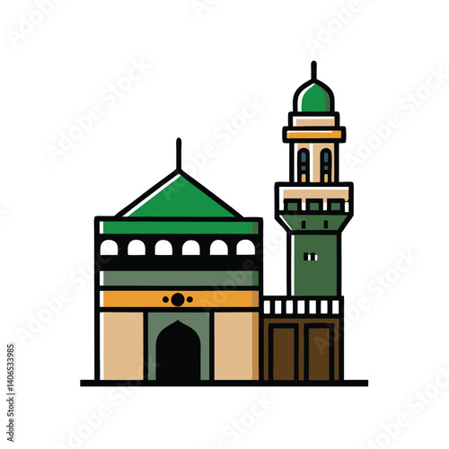 Flat Vector Representation of Kaaba and Prophet's Mosque Elements