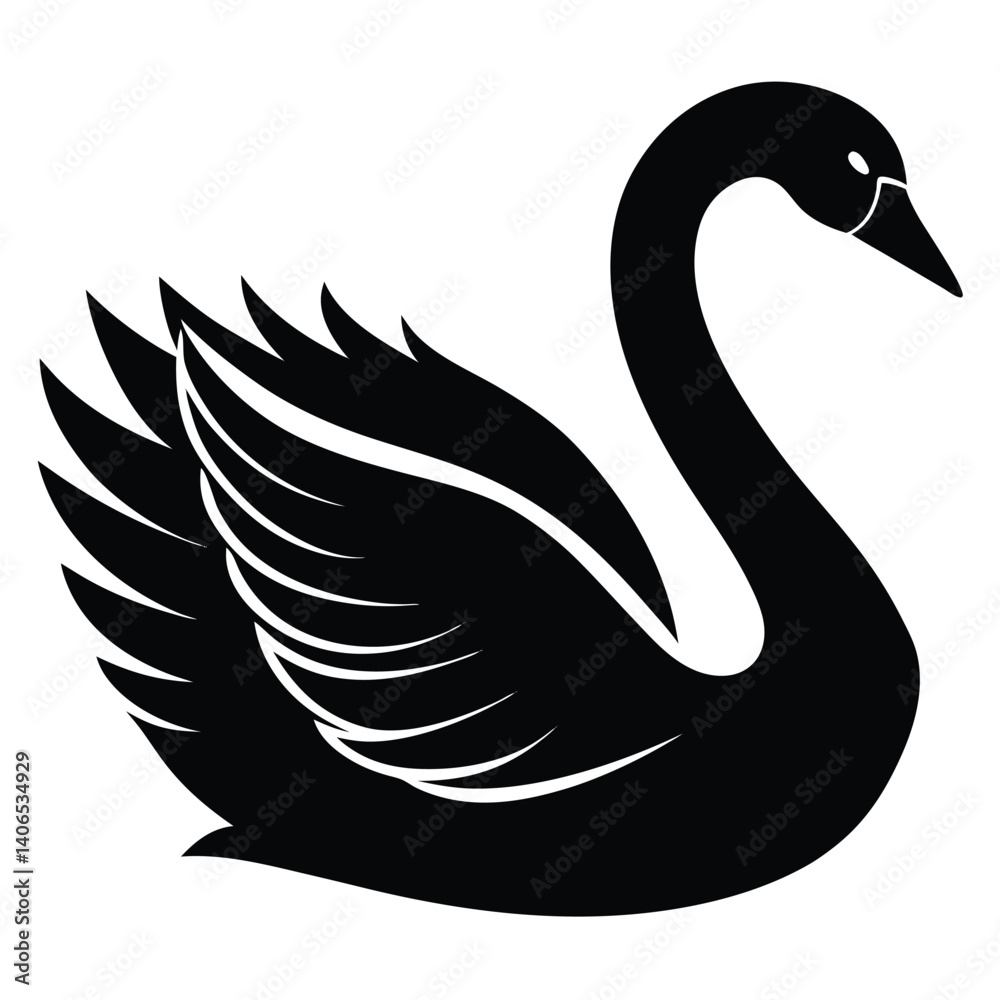 Obraz premium swan vector sihouette