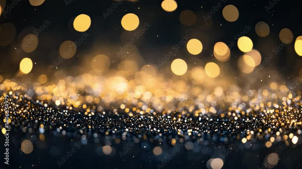 Beautiful Abstract Background with Shimmering Golden and Silver Bokeh Lights, Creating Magical and Festive Atmosphere in Soft Focus, Adding Depth and Elegance to Scene.
