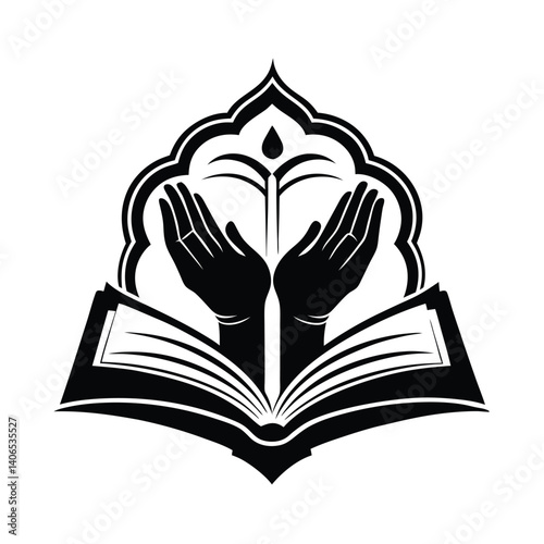 Devotional Icon with Quran Resting Above Two Raised Hands