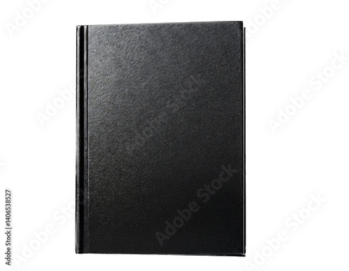 Black hardcover book, transparent background