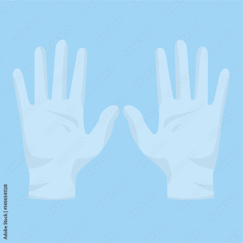 Obraz premium Vector Illustration of Transparent Medical Gloves, equipment or property in the medical field, rubber clothing for protection against bacteria and viruses, flat art design style. 