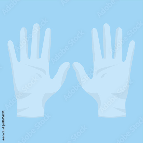 Vector Illustration of Transparent Medical Gloves, equipment or property in the medical field, rubber clothing for protection against bacteria and viruses, flat art design style.  
