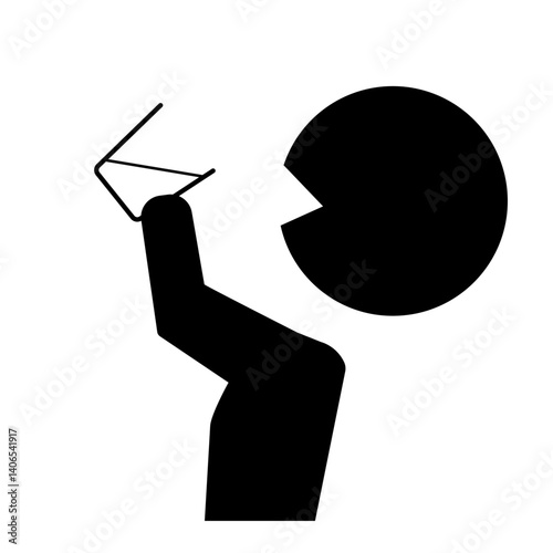 熱中症対策、水を飲む人のピクトグラム・水分補給