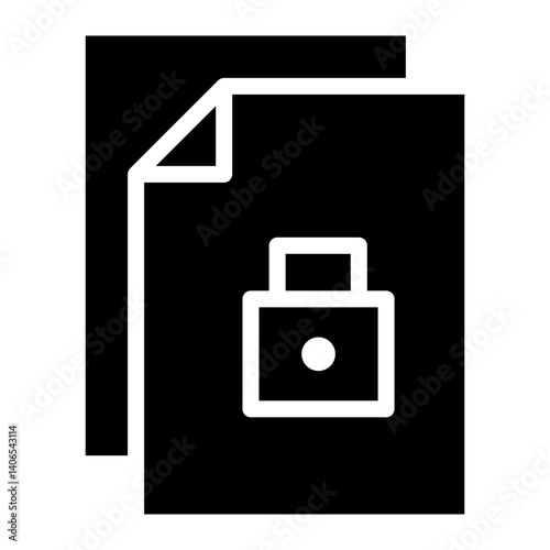 Lock Document Glyph Icon