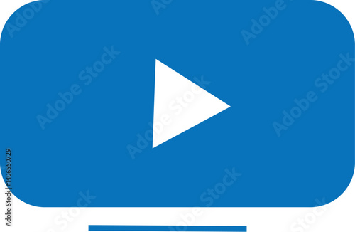 blue play button with white background 