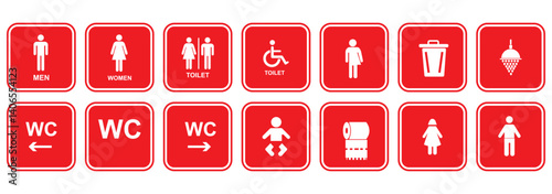 
Set of restroom, toilet icon collection. Male and female restroom. Vector Illustration.
