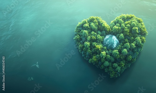 Heart-shaped island, ocean, environmental protection