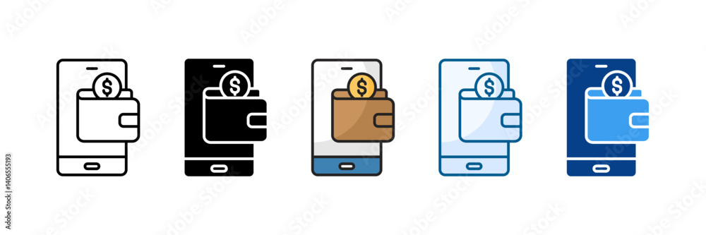Mobile Payment Icon Set Multiple Style Collection