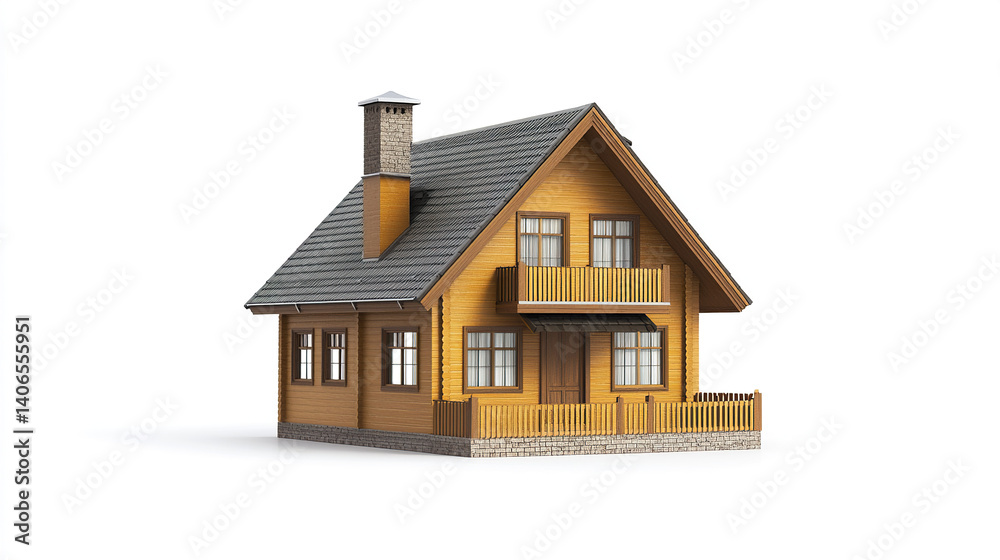 charming wooden house with chimney and balcony charming wooden house with chimney and balcony