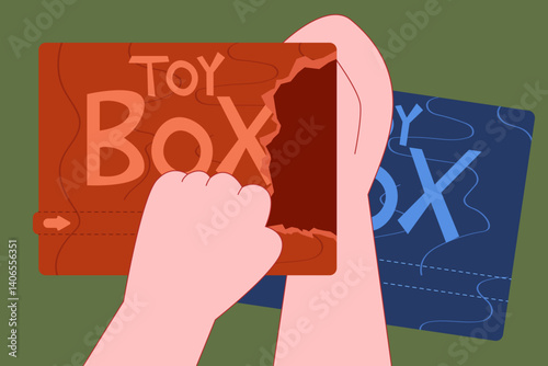 Addiction Illustration. Vector illustration of A person clutches a mysterious box bursting with chaotic elements, symbolizing internal struggles and emotional overwhelm from addiction.