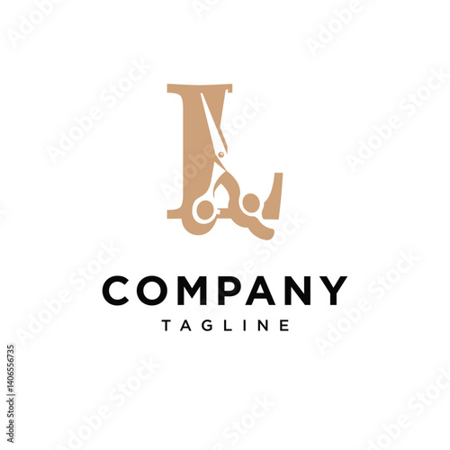 Letter L Barber Scissor Logo Icon Vector
