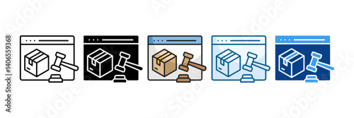 Online Auction Icon Set Multiple Style Collection
