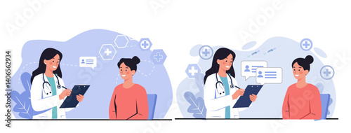Friendly Doctor Consulting a Smiling Patient in a Medical Office