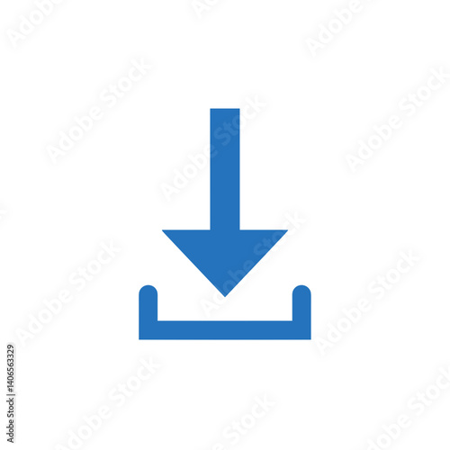 Download Icon with Arrow in Blue on White Background  
