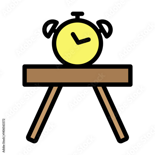 Bedside Table with Clock Vector Filled Icon Design