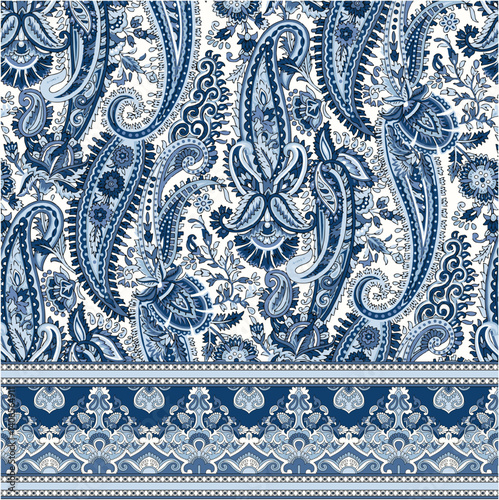 paisley border pattern on white background.eps