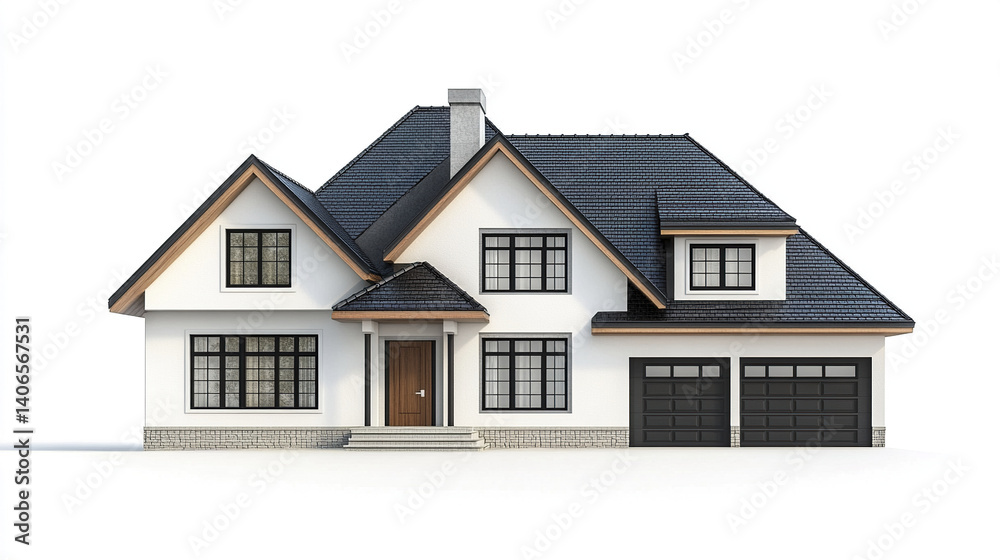 Modern house with dark roof and two garages Modern house with dark roof and two garages