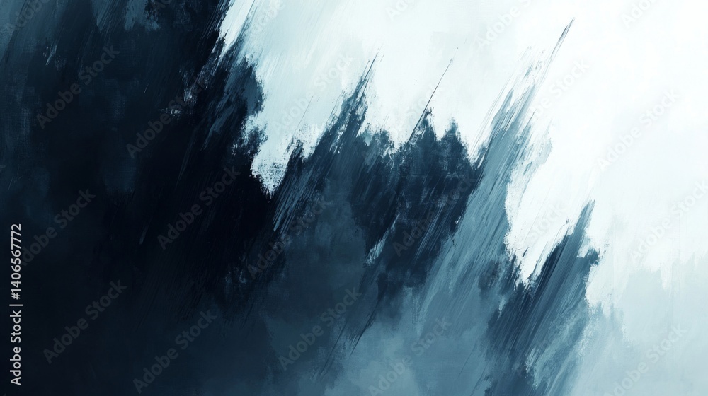 Obraz premium Abstract Blue and Dark Brushstrokes Painting