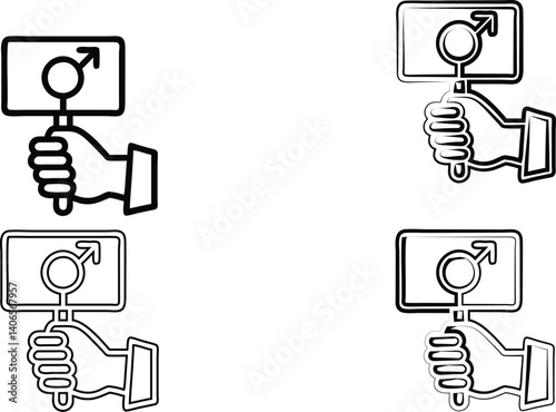 Shield icon with female silhouette, Venus symbol, line art, simple design, symmetrical composition, minimalist icons, gender equality concept, women's rights symbol, protective emblem, monochrome illu