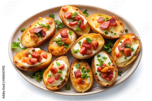 Appetizing Baked Potato Skins with Salsa Topping