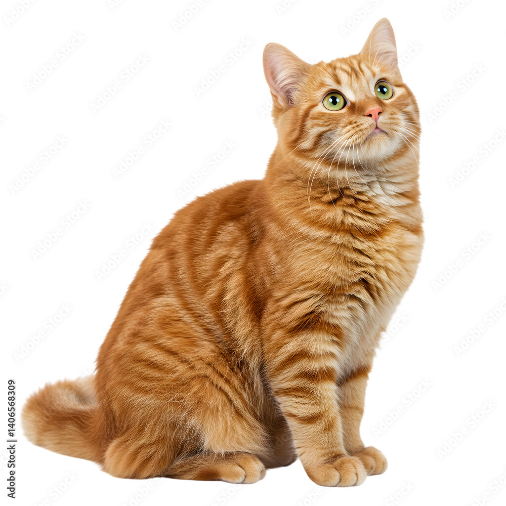 Fototapeta premium Curious Cat Sitting and Looking Up