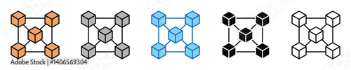 Blockchain Icons Set – Editable Vector Icons in Multiple Styles