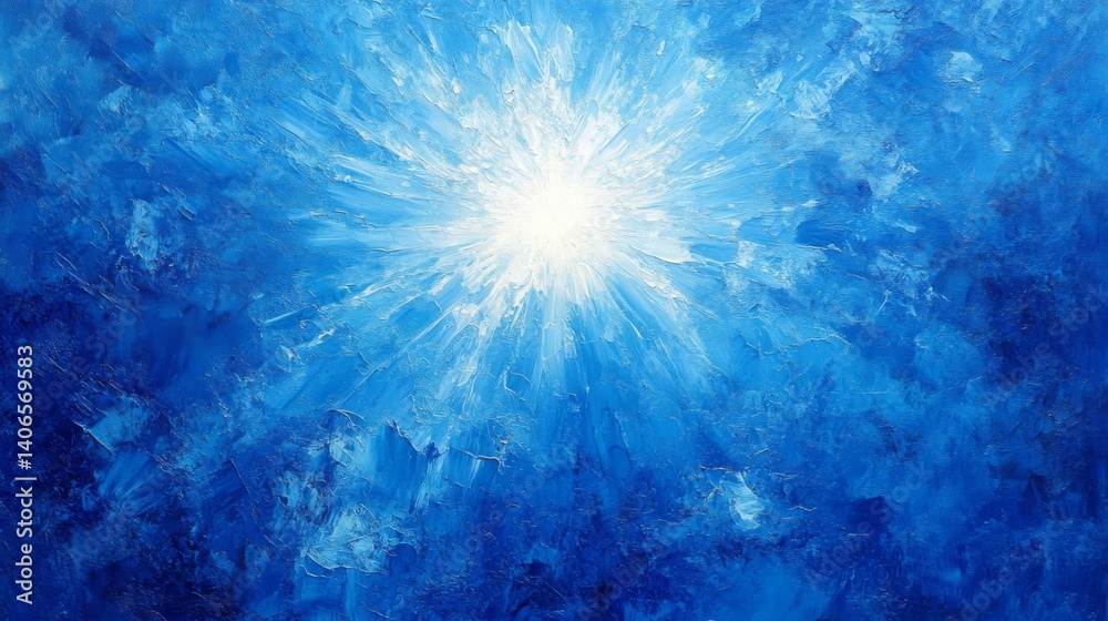 Fototapeta premium Abstract Blue Light Burst Painting