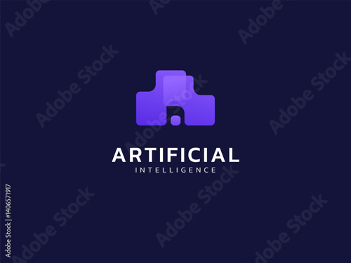 Artificial intelligence with overlapping letter A digital movement technology Analysis logo vector design concept. AI technology logotype symbol for advance technology, ui, identity, robot, automate.