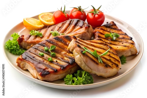 Delicious Grilled Chicken Breast with Garnishes on a Plate